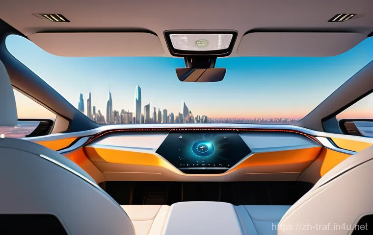 교통분야 직업 변화와 자격증 필요성 - **Prompt: Futuristic Autonomous Vehicle Interior - Relaxing Commute**
    "A serene and luxurious in...