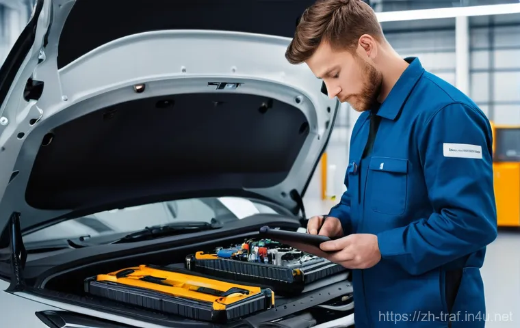 교통관련 분야 자격증 취득 비용 - Image Prompt 1: The Innovative EV Mechanic** 교통관련 분야 자격증 취득 비용 - Image Prompt 1: The Innovative EV Mechanic**
