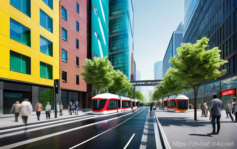 교통업계 취업 전략 - **Prompt 1: Smart City Mobility Hub**
    "A vibrant, futuristic urban landscape during daylight, sh...