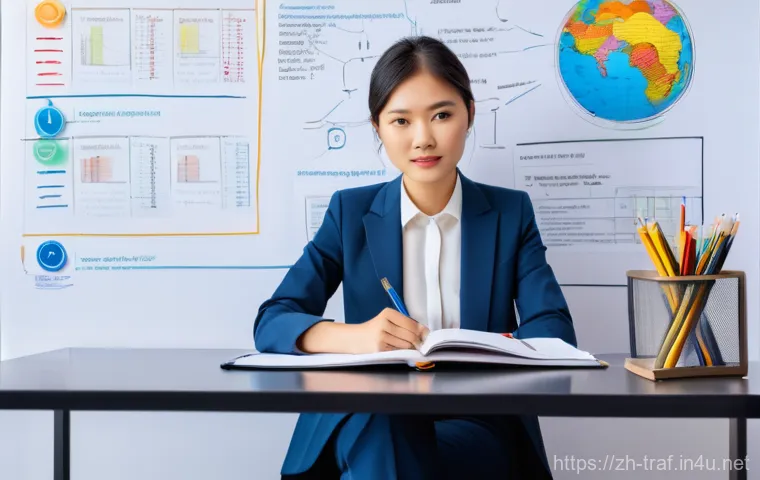 교통직 자격증 학습법과 합격률 - **Prompt:** A determined, focused Asian female professional in her late 20s or early 30s, sitting at...