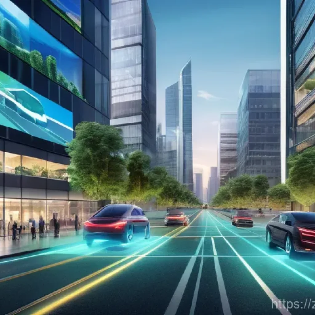교통직 자격증과 커리어의 연결 - **Prompt:** A vibrant, futuristic urban landscape at dusk, showcasing an advanced intelligent transp...