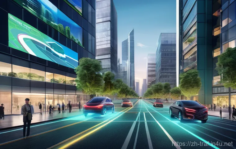 교통직 자격증과 커리어의 연결 - **Prompt:** A vibrant, futuristic urban landscape at dusk, showcasing an advanced intelligent transp...