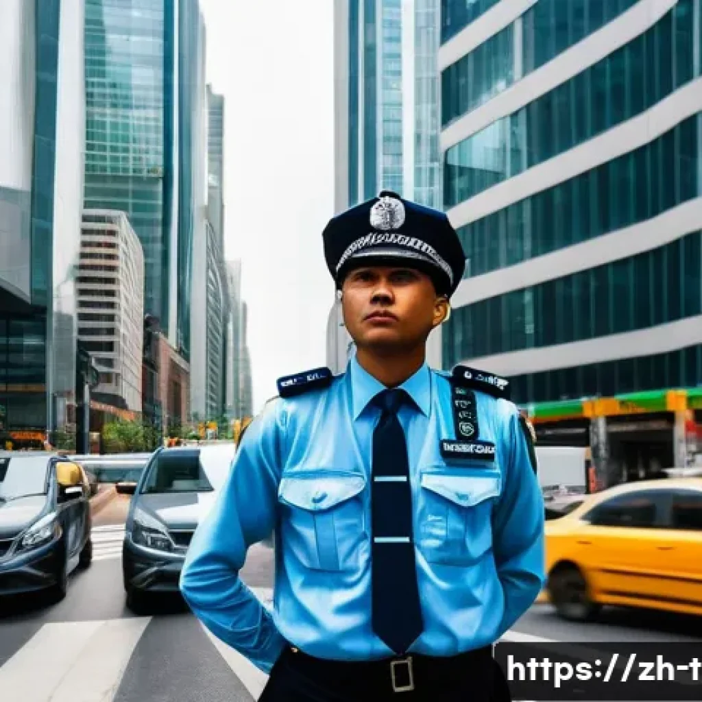 교통직 업무와 관련된 도전 과제 - **Urban Traffic Conductor Amidst a Dynamic Cityscape**
    Generate an image depicting a bustling, m...
