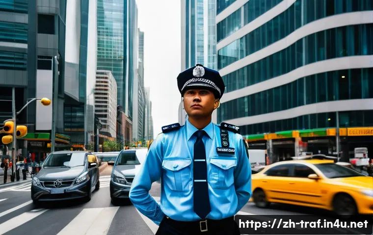 교통직 업무와 관련된 도전 과제 - **Urban Traffic Conductor Amidst a Dynamic Cityscape**
    Generate an image depicting a bustling, m...