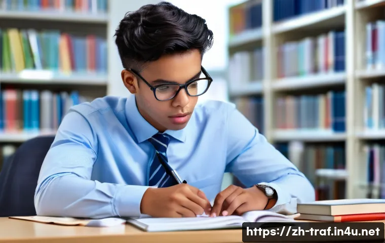교통직 공무원 필기시험의 중점 과목 - **Prompt: "A young adult student, appearing focused and determined, sits at a clean, well-lit study ...