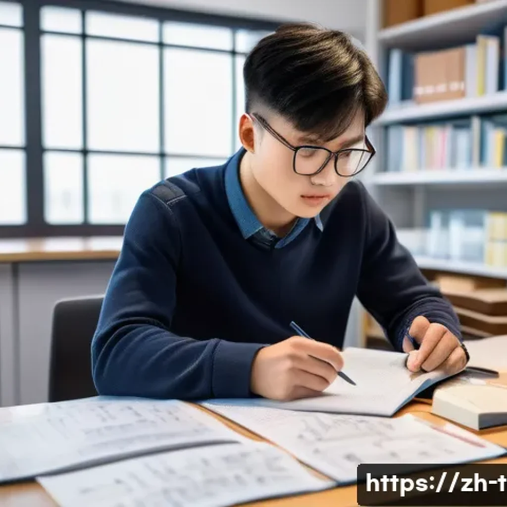 교통안전관리사 실기시험 대비 전략 - A focused Chinese adult student studying traffic safety management theory at a modern desk, with nea...