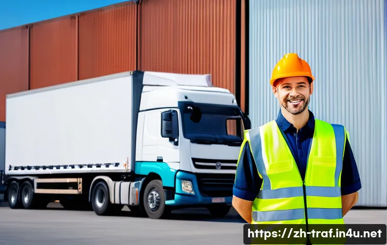 교통 관련 자격증 전망과 중요성 - A professional logistics driver wearing a neat uniform and safety vest, holding a valid cargo transp...