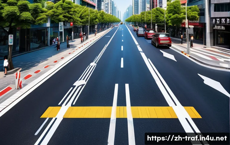 교통자격증 필수 학습 포인트 - A modern urban street scene in China during daytime, featuring clear and colorful traffic signs and ...