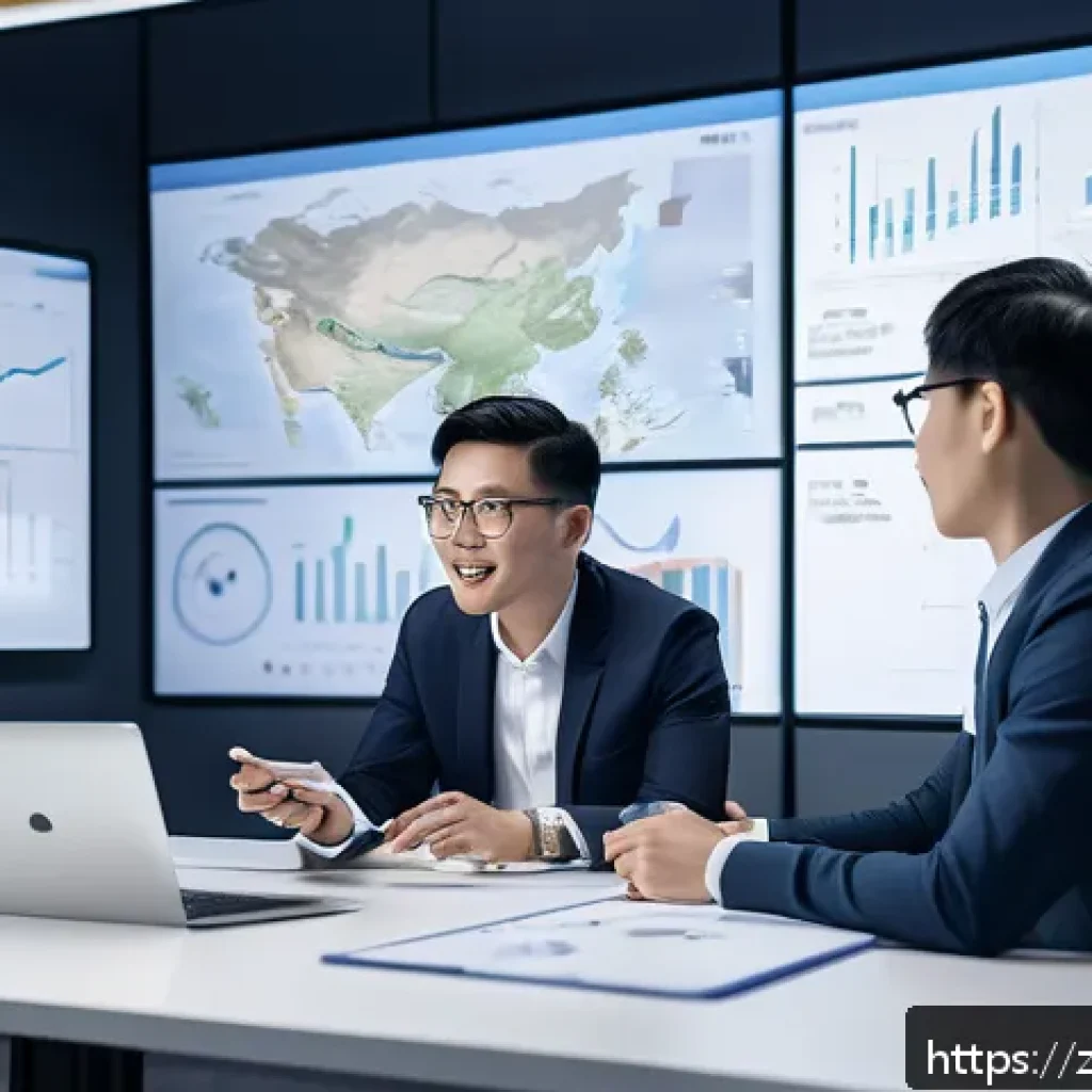 교통직 커리어 발전 사례 - A modern office scene featuring diverse Chinese professionals in business casual attire collaboratin...